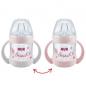 Preview: NUK Nature Sense Babyflasche und Tragegriffe SET 150 ml 0-6 Monate rosa