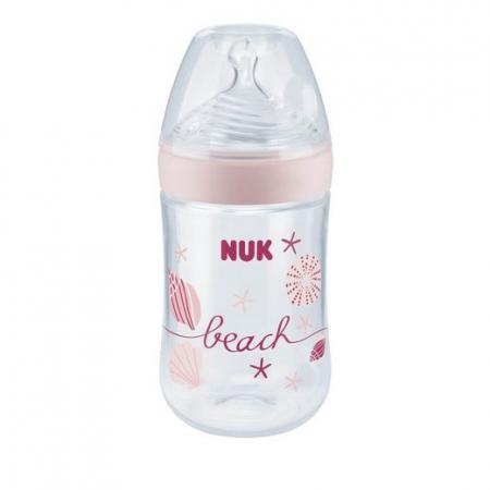NUK Nature Sense Babyflasche Silikon-Trinksauger, Größe M, 260ml rosa