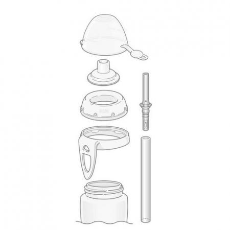 NUK Flexi Cup Trinklernflasche mit Trinkhalm, 300ml, 12+ Monate, Bagger (grün)