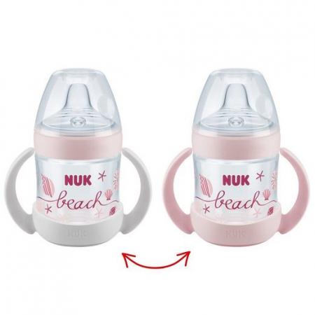 NUK Nature Sense Babyflasche und Tragegriffe SET 150 ml 0-6 Monate rosa