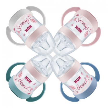 Nuk Beach Nature Sense Trinklernflasche und Tragegriffe SET 6-18 M,150 ml, girl
