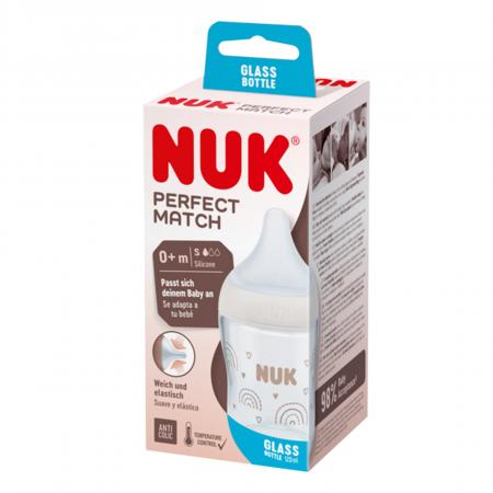 NUK Perfect Match Glas-Babyflasche mit weichem Silikon-Trinksauger