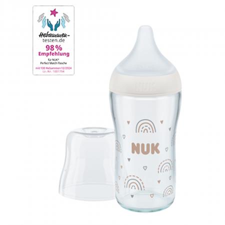 NUK Perfect Match Glas-Babyflasche mit weichem Silikon-Trinksauger