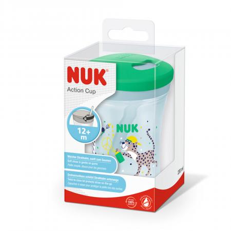NUK Action Cup 230ml mit Trinkhalm （grün）