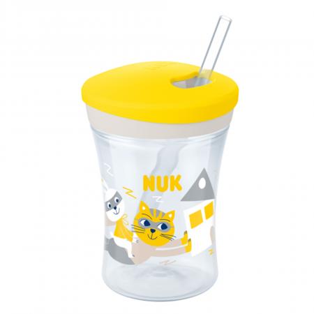 NUK Action Cup 230ml mit Trinkhalm （gelb）