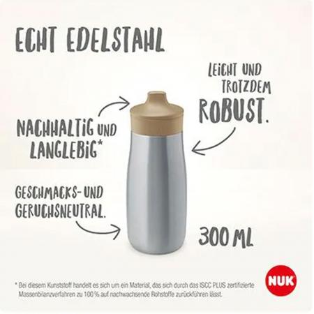 NUK Mini-Me Sip Trinkflasche aus Edelstahl 300ml mit Trinkaufsatz(flieder)