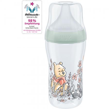 NUK Disney Winnie Puuh Perfect Match Babyflasche 260ml mit Trinksauger Gr. M 3+ M, grün