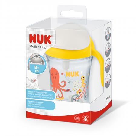 NUK Motion Cup 230ml mit weichem Strohhalm （gelb）