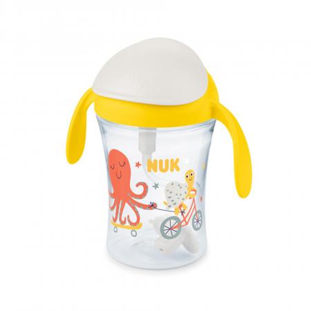 NUK Motion Cup 230ml mit weichem Strohhalm （gelb）