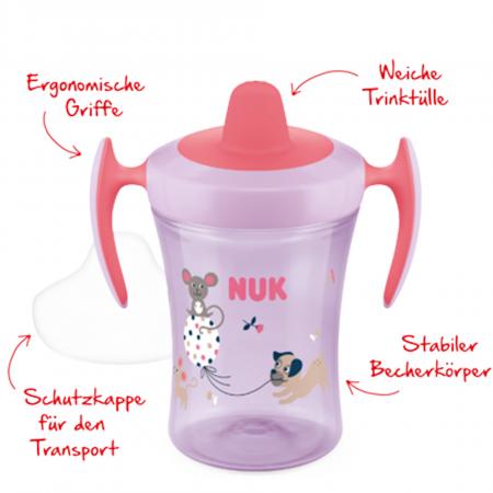 NUK Trainer Cup 230ml mit Trinktülle （rosa ）