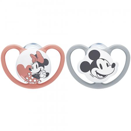 NUK Disney Mickey Mouse Space Silikon-Schnuller Gr. 1, grau/rot 2er Box