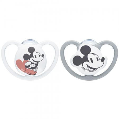 NUK Disney Mickey Mouse Space Silikon-Schnuller Gr. 2, grau/weiß 2er Box
