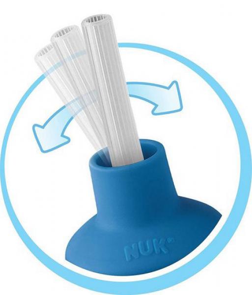 NUK Flexi Cup Trinklernflasche mit Trinkhalm, 300ml, 12+ Monate, Bagger (grün)
