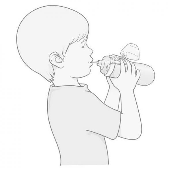 NUK Flexi Cup Trinklernflasche mit Trinkhalm, 300ml, 12+ Monate, Bagger (grün)