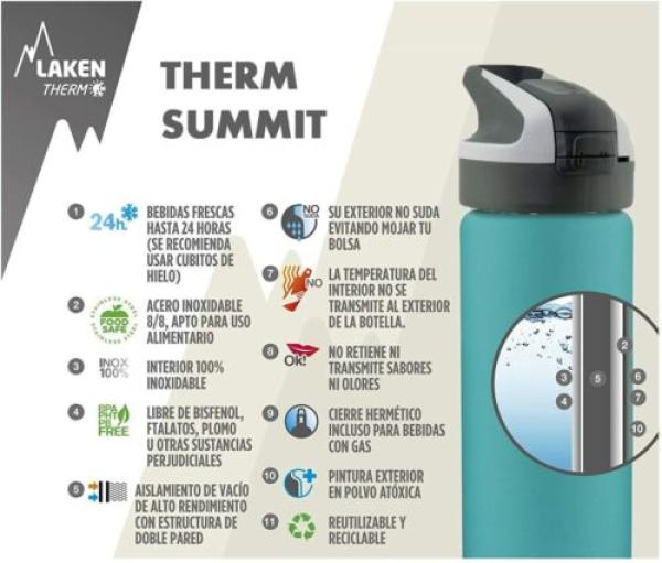 LAKEN Jannu Thermosflasche aus Edelstahl ISO Thermic bis 24Std. 350ml Freskito