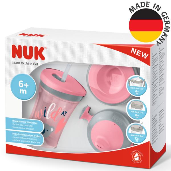 NUK 10751180 Trinklern-Set 3-in-1 rosa · koala · BPA-frei · 230ml · 6+ Monate