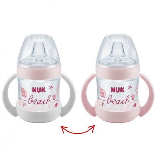 NUK Nature Sense Babyflasche und Tragegriffe SET 150 ml 0-6 Monate rosa