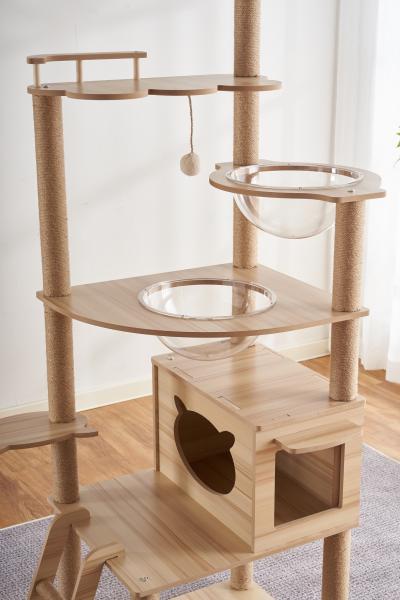 Snoekie Stabiler Kratzbaum mit Katzenhaus, Acryl-Körben und Kletterleiter