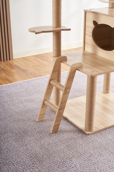 Snoekie Stabiler Kratzbaum mit Katzenhaus, Acryl-Körben und Kletterleiter