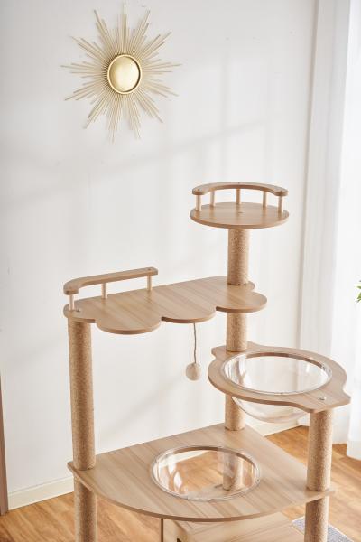 Snoekie Stabiler Kratzbaum mit Katzenhaus, Acryl-Körben und Kletterleiter