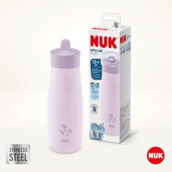 NUK Mini-Me Flip Trinkflasche aus Edelstahl 500ml mit 2in1 Trinkaufsatz lila(flieder)