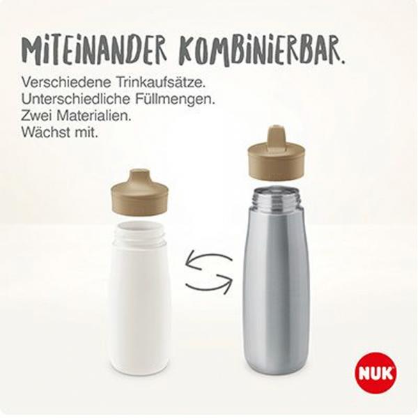 NUK Mini-Me Flip Trinkflasche aus Edelstahl 500ml mit 2in1 Trinkaufsatz lila(blau)