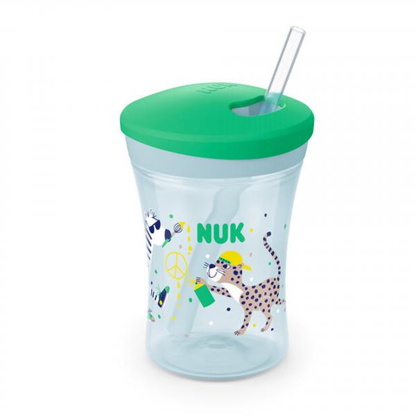 NUK Action Cup 230ml mit Trinkhalm （grün）