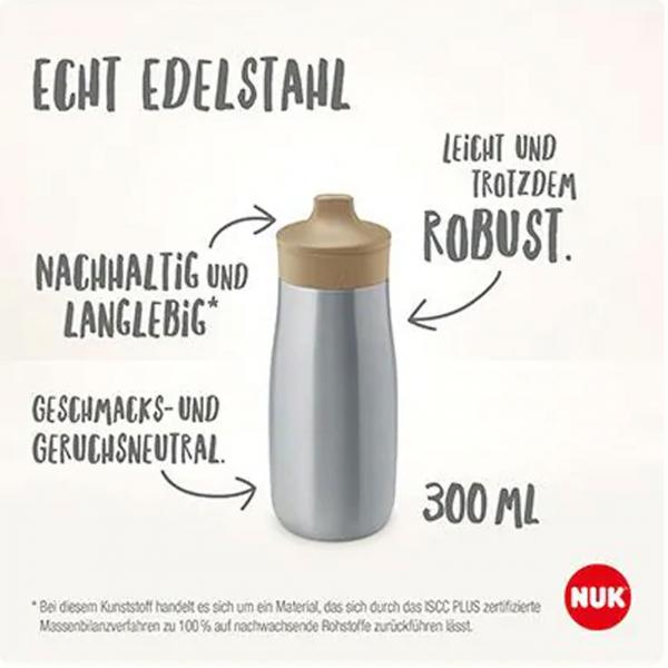 NUK Mini-Me Sip Trinkflasche aus Edelstahl 300ml mit Trinkaufsatz(flieder)