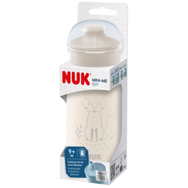 NUK Mini-Me Sip Trinkflasche aus Edelstahl 300ml mit Trinkaufsatz (beige)