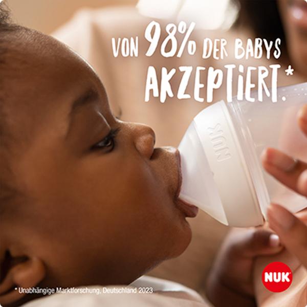 NUK Disney Mickey Mouse Perfect Match Babyflasche 260ml mit Trinksauger Gr. M 3+ M, rot