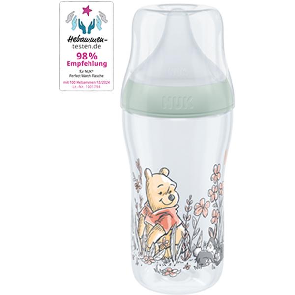 NUK Disney Winnie Puuh Perfect Match Babyflasche 260ml mit Trinksauger Gr. M 3+ M, grün