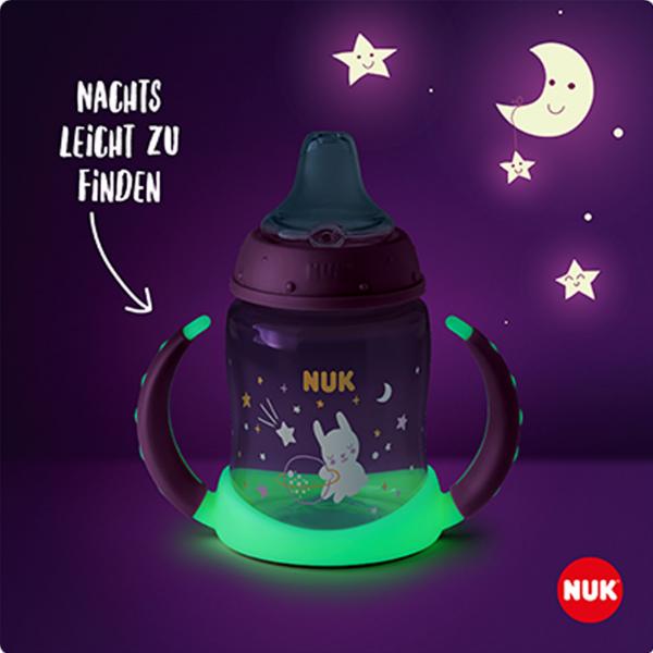 NUK First Choice Trinklernflasche Night 150ml mit Trinktülle （rosa）