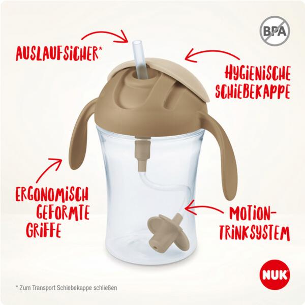 NUK Motion Cup 230ml mit weichem Strohhalm （gelb）