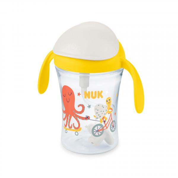 NUK Motion Cup 230ml mit weichem Strohhalm （gelb）