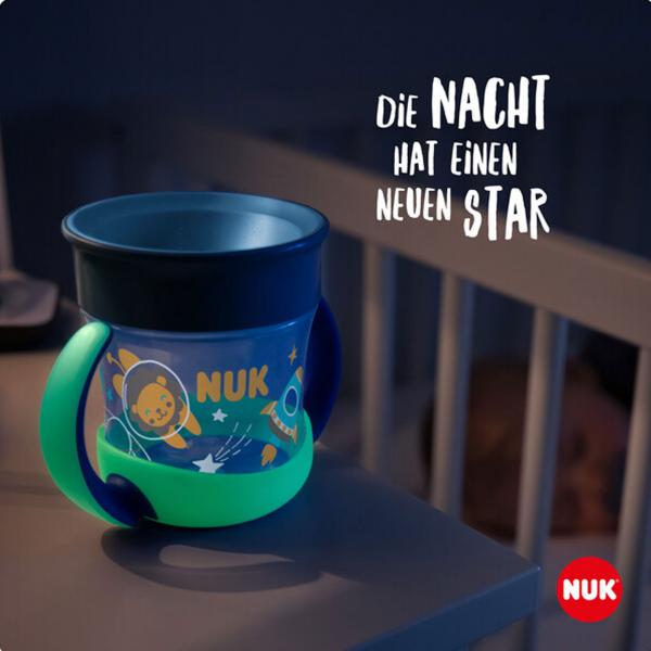 NUK Mini Magic Cup Night 160ml mit Trinkrand und Deckel （blau）