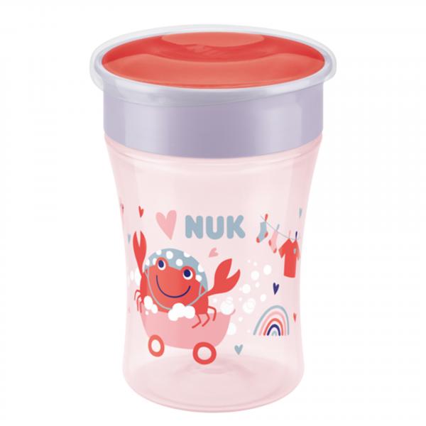 NUK Magic Cup 230ml mit Trinkrand und Deckel （rot）