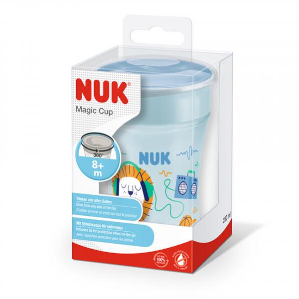 NUK Magic Cup 230ml mit Trinkrand und Deckel （blau）
