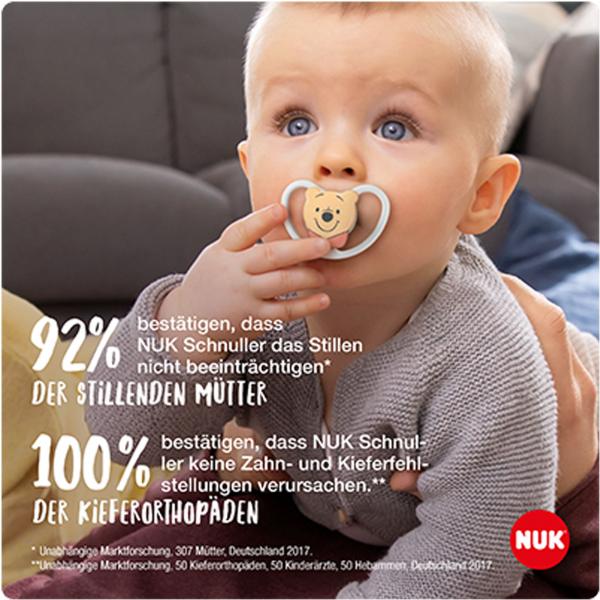 NUK Disney Winnie Puuh Space Silikon-Schnuller Gr. 2 weiß/grau | 2er Box