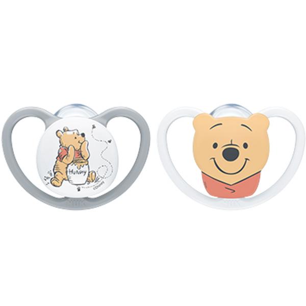 NUK Disney Winnie Puuh Space Silikon-Schnuller Gr. 2 weiß/grau | 2er Box