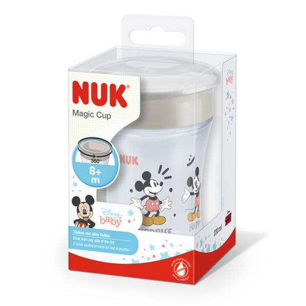 NUK Disney Mickey Mouse Magic Cup 230ml mit Deckel （grau）
