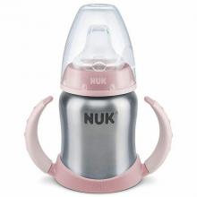 NUK Learner Cup Trinklernbecher, hochwertiger Edelstahl, 6-18 Monate rosa