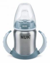 NUK Learner Cup Trinklernbecher, hochwertiger Edelstahl, 6-18 Monate blau