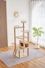 Snoekie Stabiler Kratzbaum mit Katzenhaus, Acryl-Körben und Kletterleiter