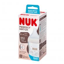 NUK Perfect Match Glas-Babyflasche mit weichem Silikon-Trinksauger