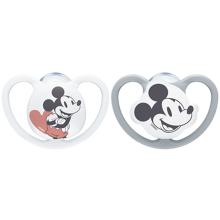 NUK Disney Mickey Mouse Space Silikon-Schnuller Gr. 2, grau/weiß 2er Box
